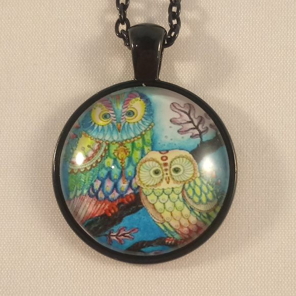 Jewelry - Black Owls Cabochon Pendant Chain Necklace Jewelry - Black Owls Cabochon Pendant Chain Necklace